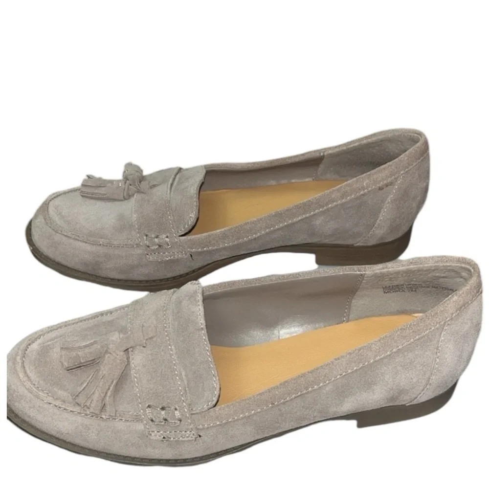 Crown Vintage MOIRA tassel suede upper round toe loafers gray Sz 7M